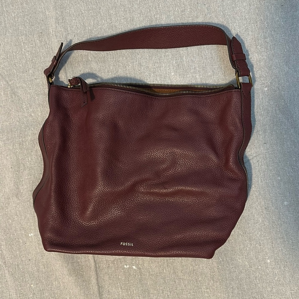 Fossil Hobo 2 Way Bag - Burgundy
